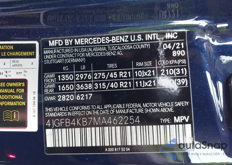 2021 Mercedes-Benz Gle 350 4Matic from USA, damaged, VIN 4JGFB4KB7MA462254